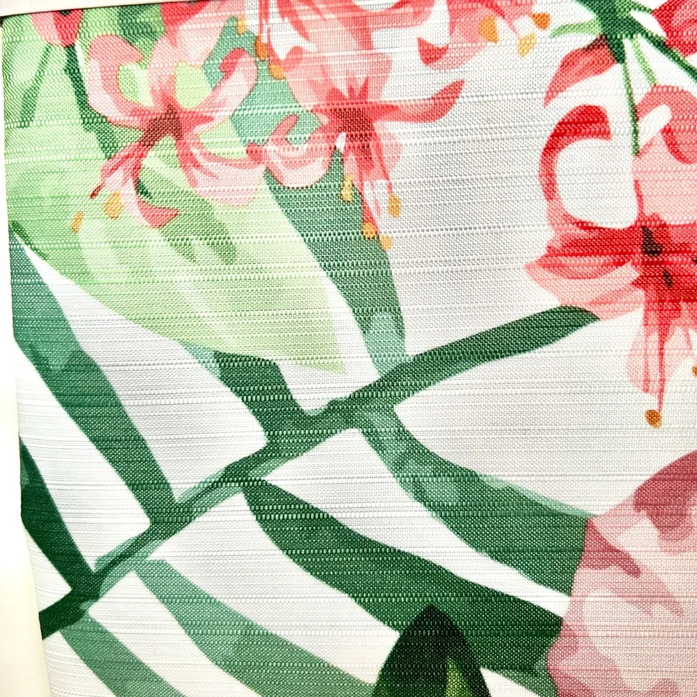 Hibiscus & Bird of Paradise Flowers Green Tropical Leaves Fabric Shower Curtain